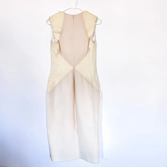 Cushnie Et Ochs‎ Fishnet Leather & Wool Crepe Paneled Dress Ivory Size 6 - Picture 6 of 10